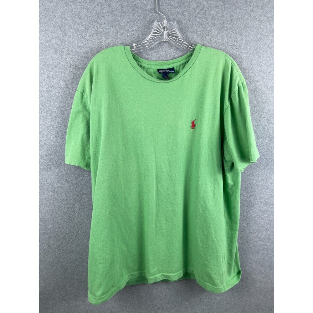 Polo Ralph Lauren Shirt Men's L Lime Green Short Sleeve Crew Neck Basic Designer